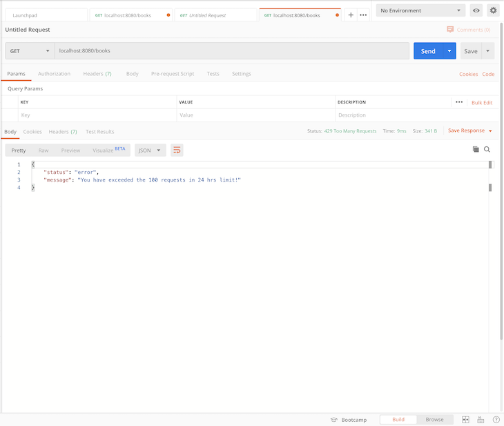 Testing Our Error Message That A User Has Exceeded The Max Number Of Requests