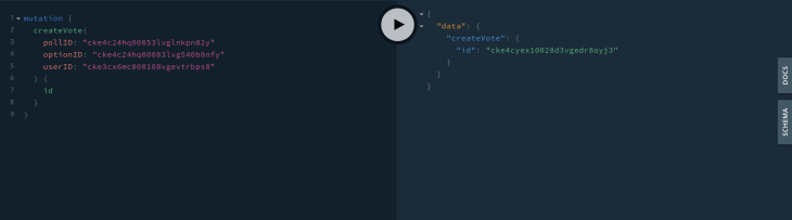 votes in graphql playground