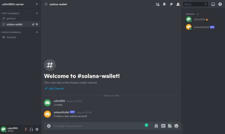 How to build a Solana Discord wallet with Python - LogRocket Blog (9) How to build a Solana Discord wallet with Python - LogRocket Blog (9)