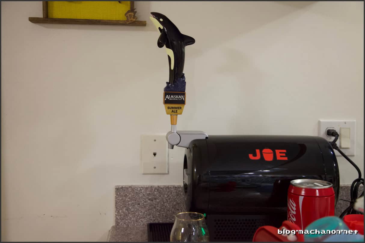 Tap handle oriented correctly and ready for use.