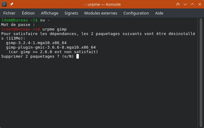 Désinstaller Gimp en ligne de commades