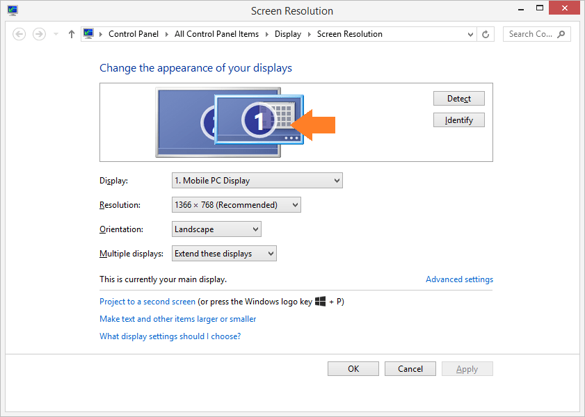 How to switch left or right for extended monitor MD