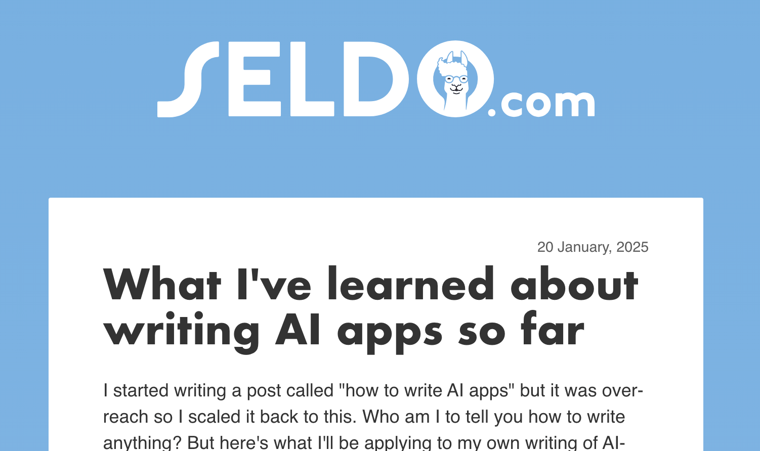 Post Thumbnail for What I’ve learned about writing AI apps so far