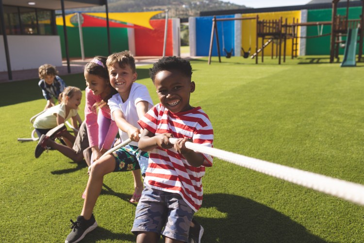 School fundraising, tug-of-rope
