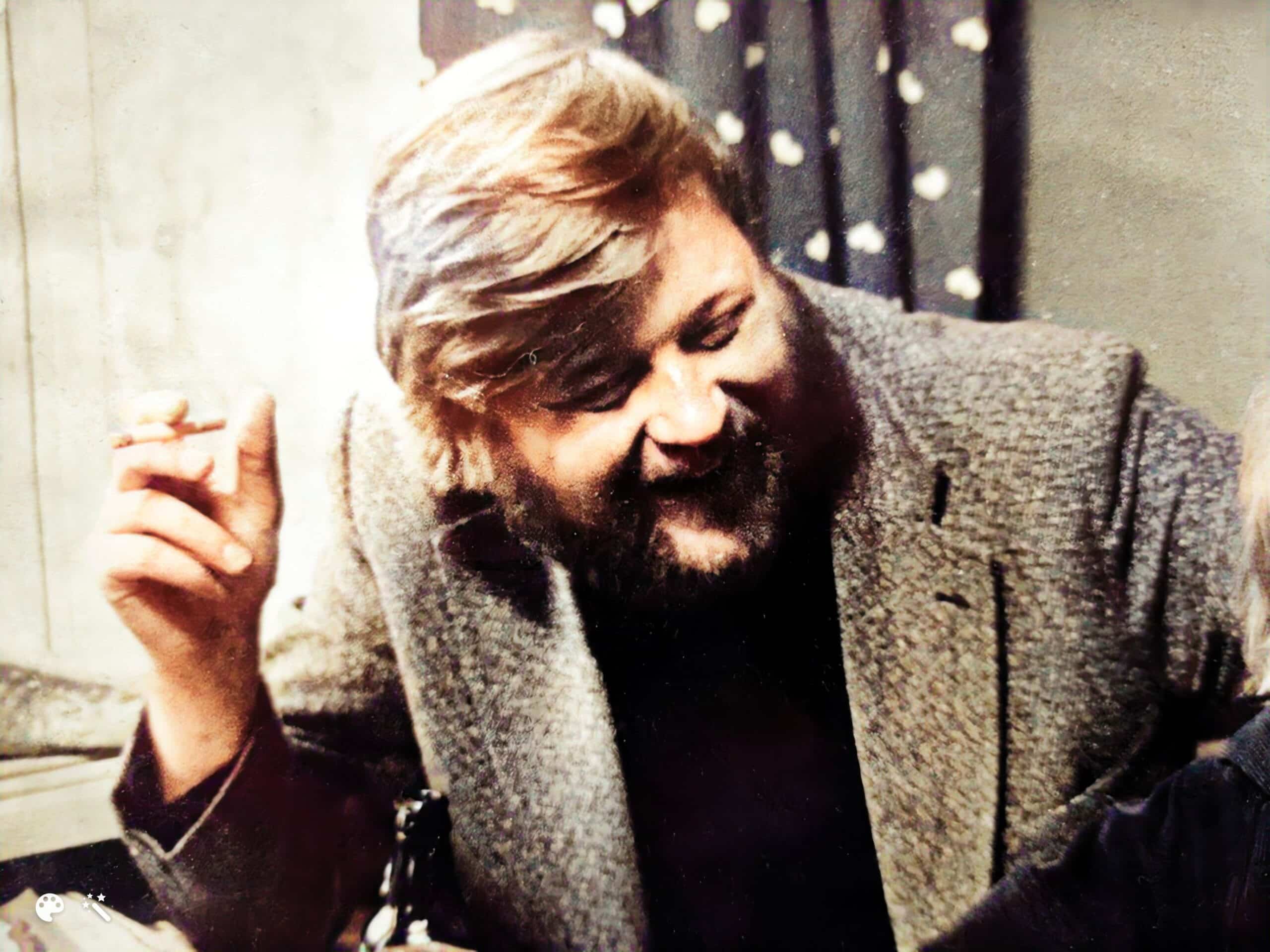 Stella and Aaro's father. Photo repaired, enhanced, and colorized by MyHeritage