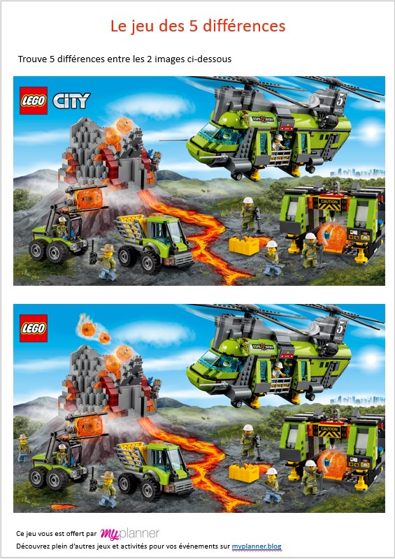 jeu des 5 différences lego