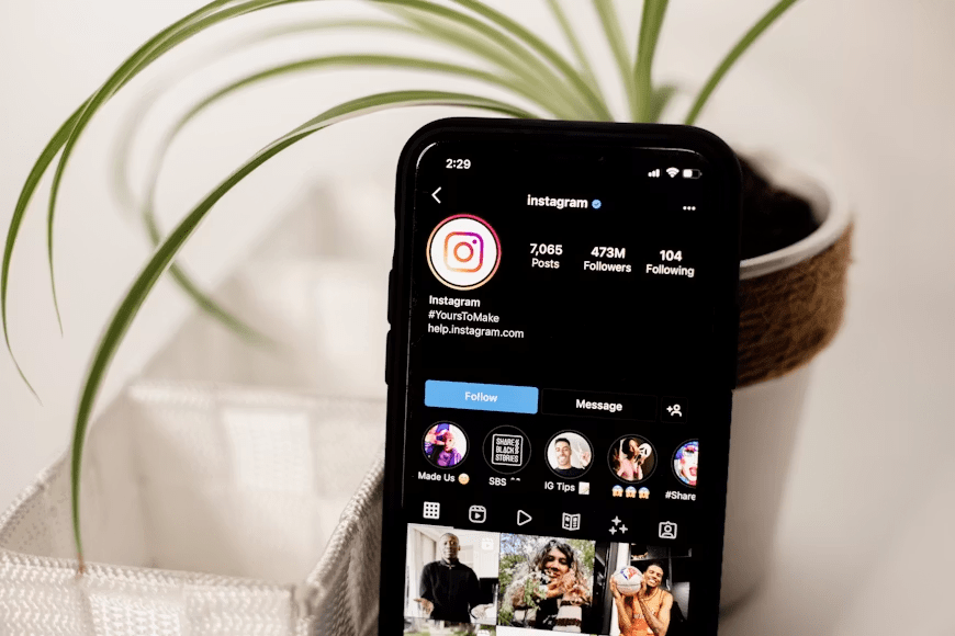 Instagram account on a smartphone
