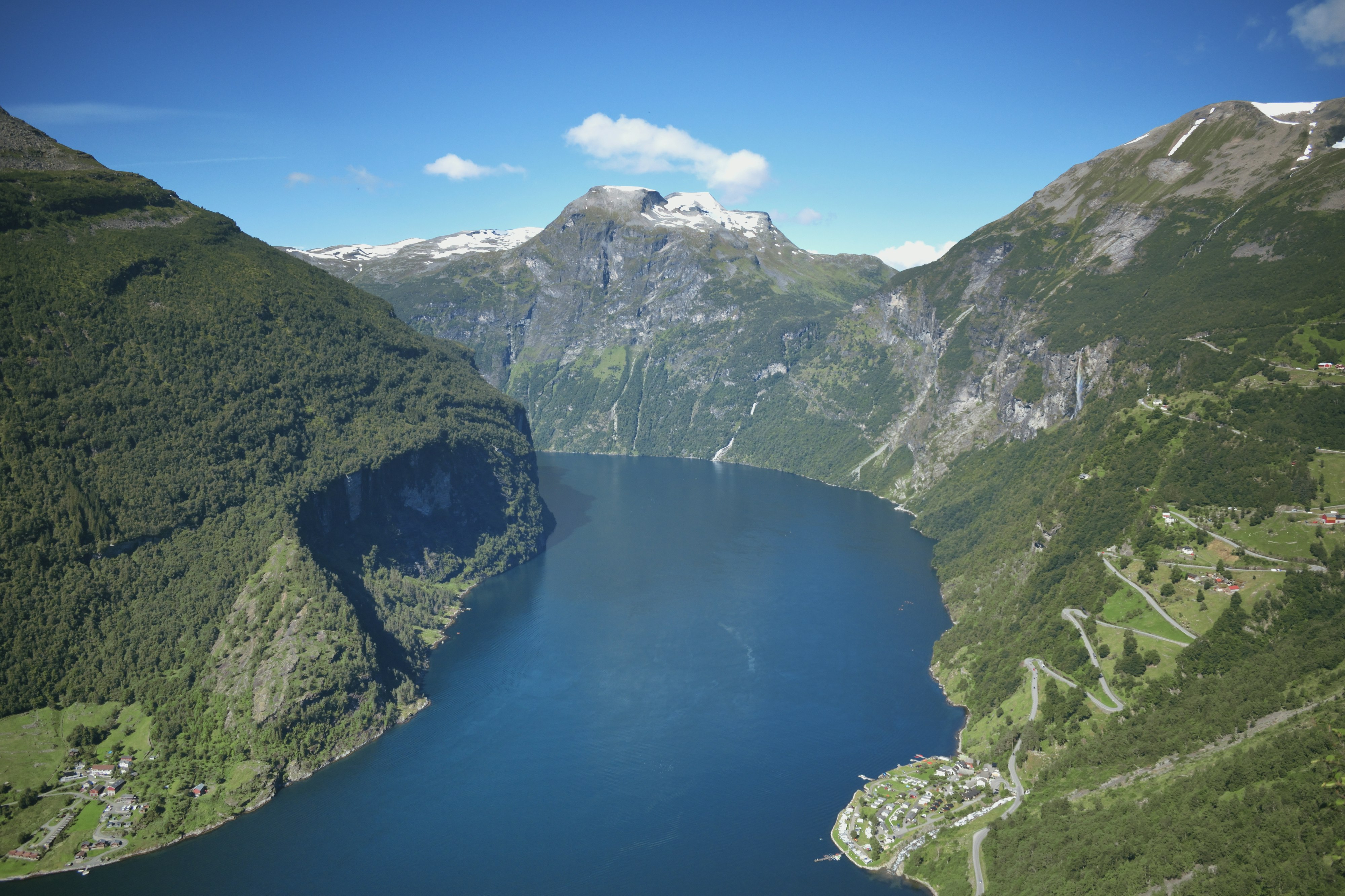 Aerial view of Geirangerfjord