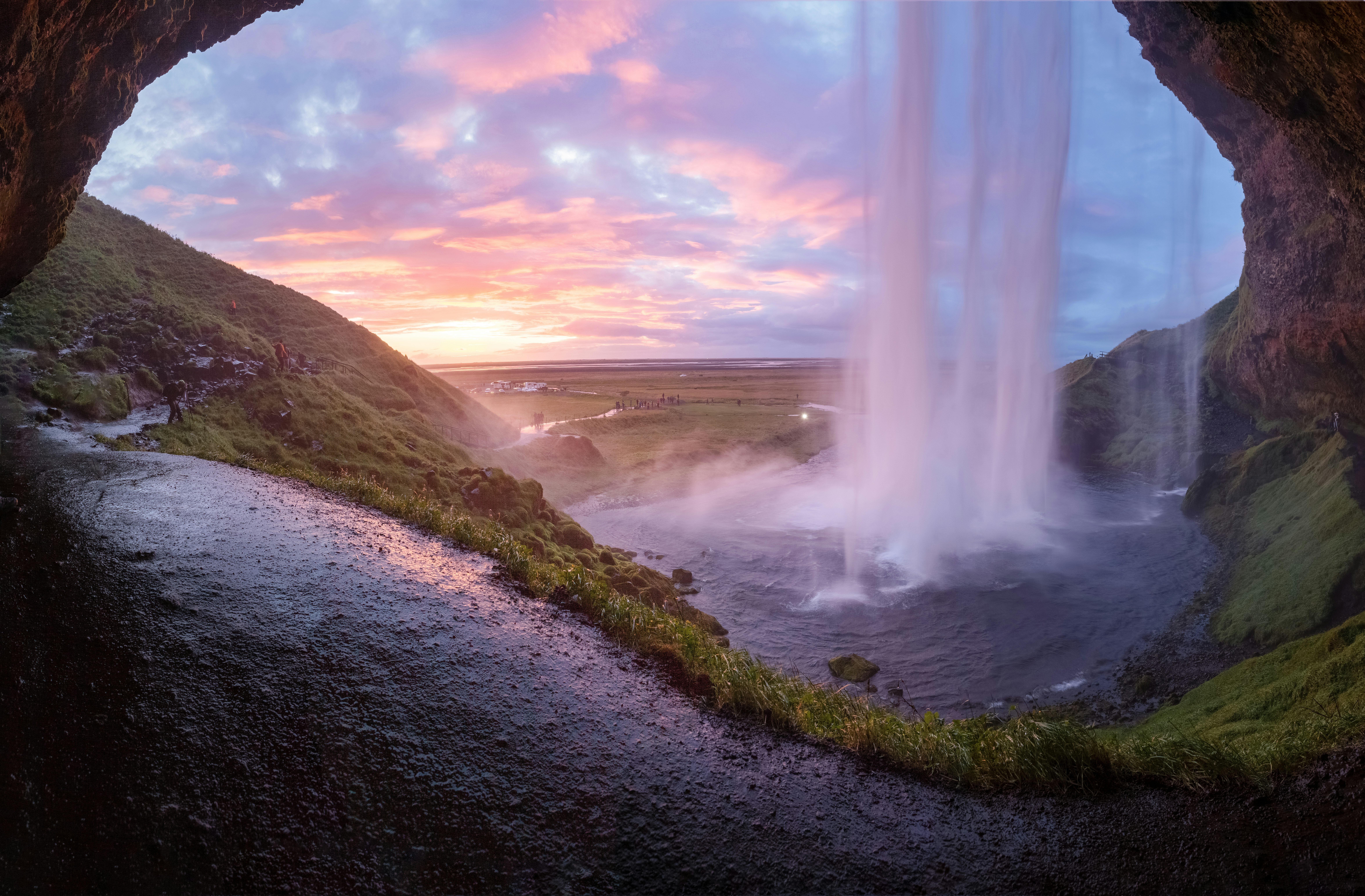 Unique viewpoint of a sunset from a cave