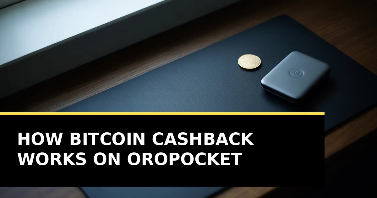 A small gold coin and a hardware wallet on a dark desk, lit from one side