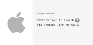Perform text to speech via command line on MacOS Perform text to speech via command line on MacOS