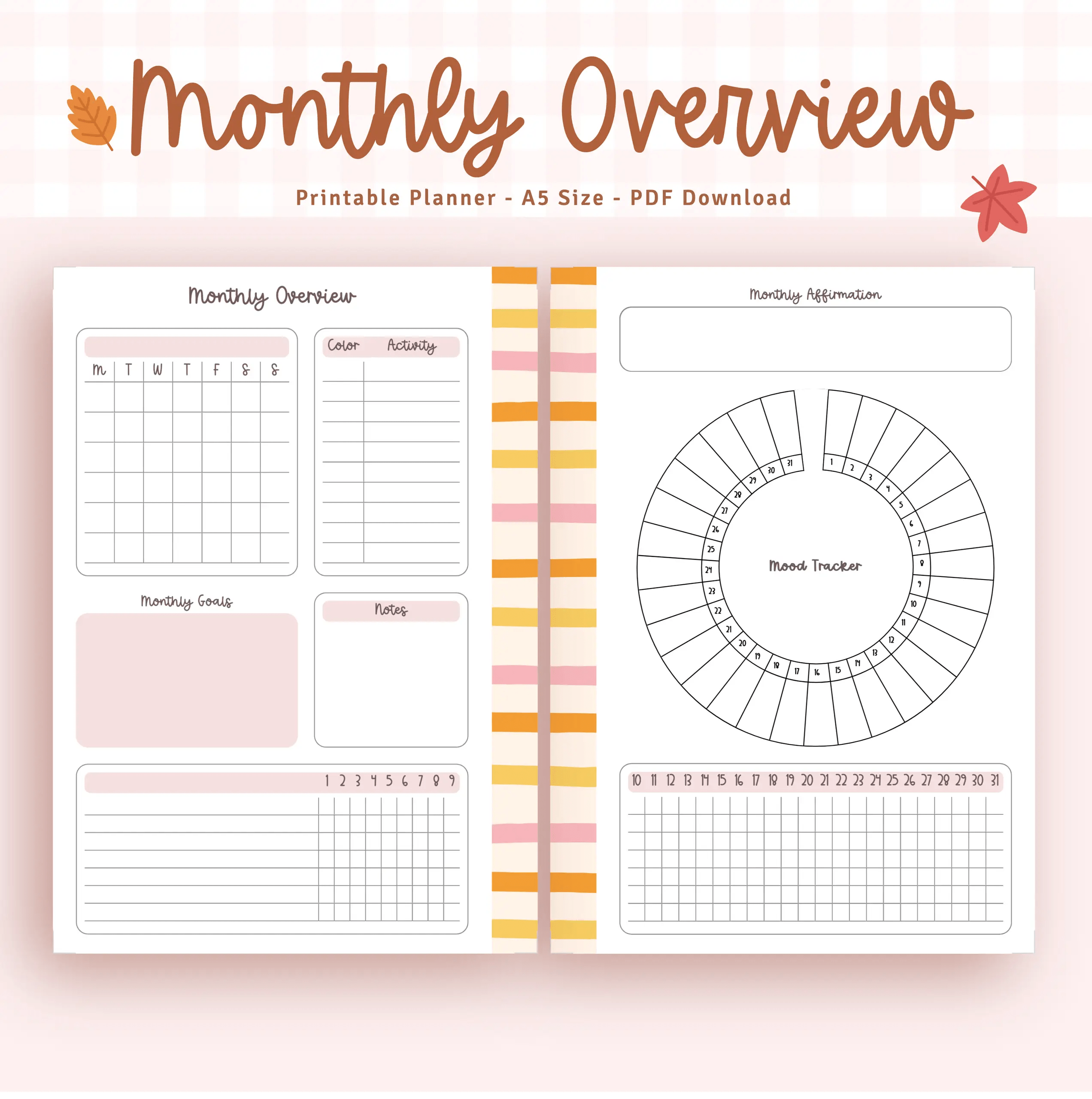 Monthly Overview - Hello Fall - Planify Pro, image size:2544x2560