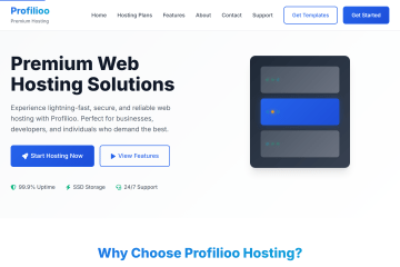 Screenshot of free responsive web hosting template with clean design, pricing tables, and mobile-friendly layout