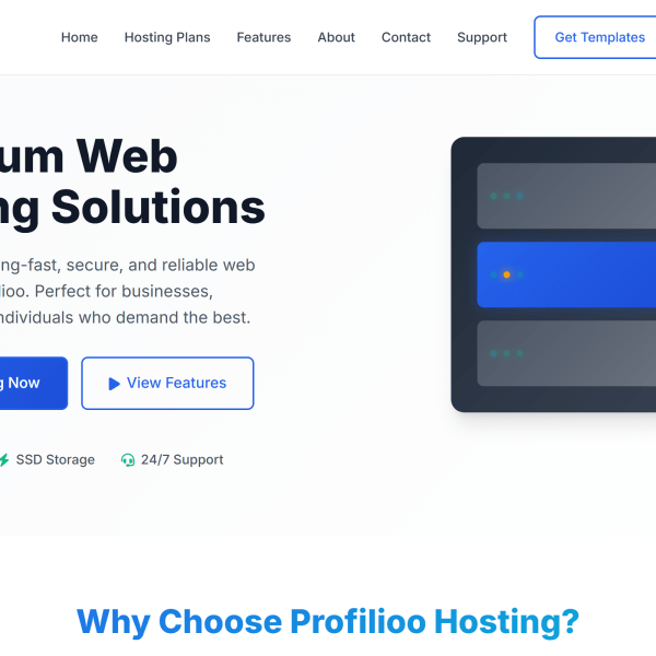 Screenshot of free responsive web hosting template with clean design, pricing tables, and mobile-friendly layout