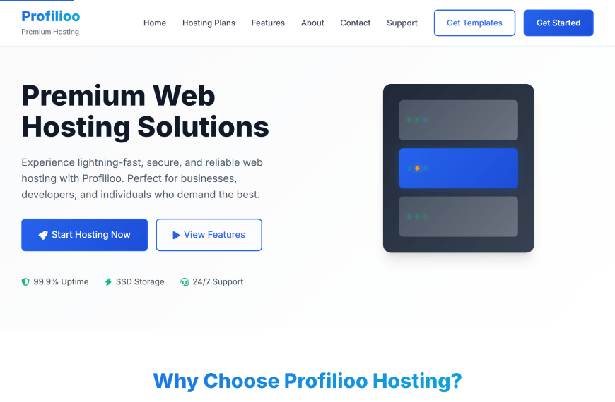 Screenshot of free responsive web hosting template with clean design, pricing tables, and mobile-friendly layout