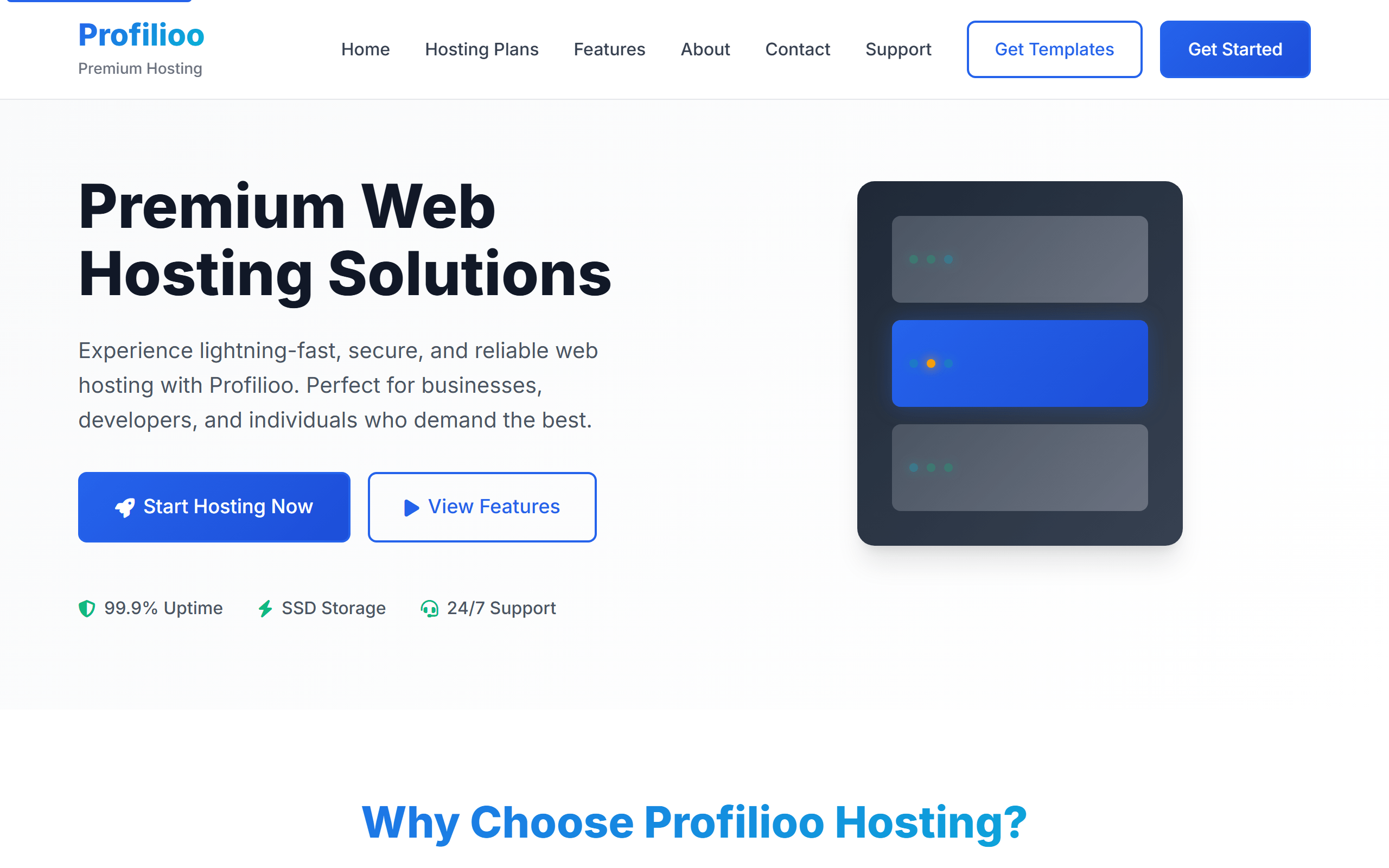 Screenshot of free responsive web hosting template with clean design, pricing tables, and mobile-friendly layout