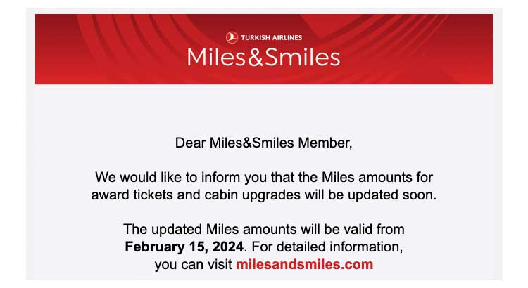 Turkish Airlines Changes