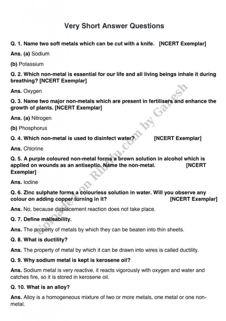 extra questions for class 8 science with answers