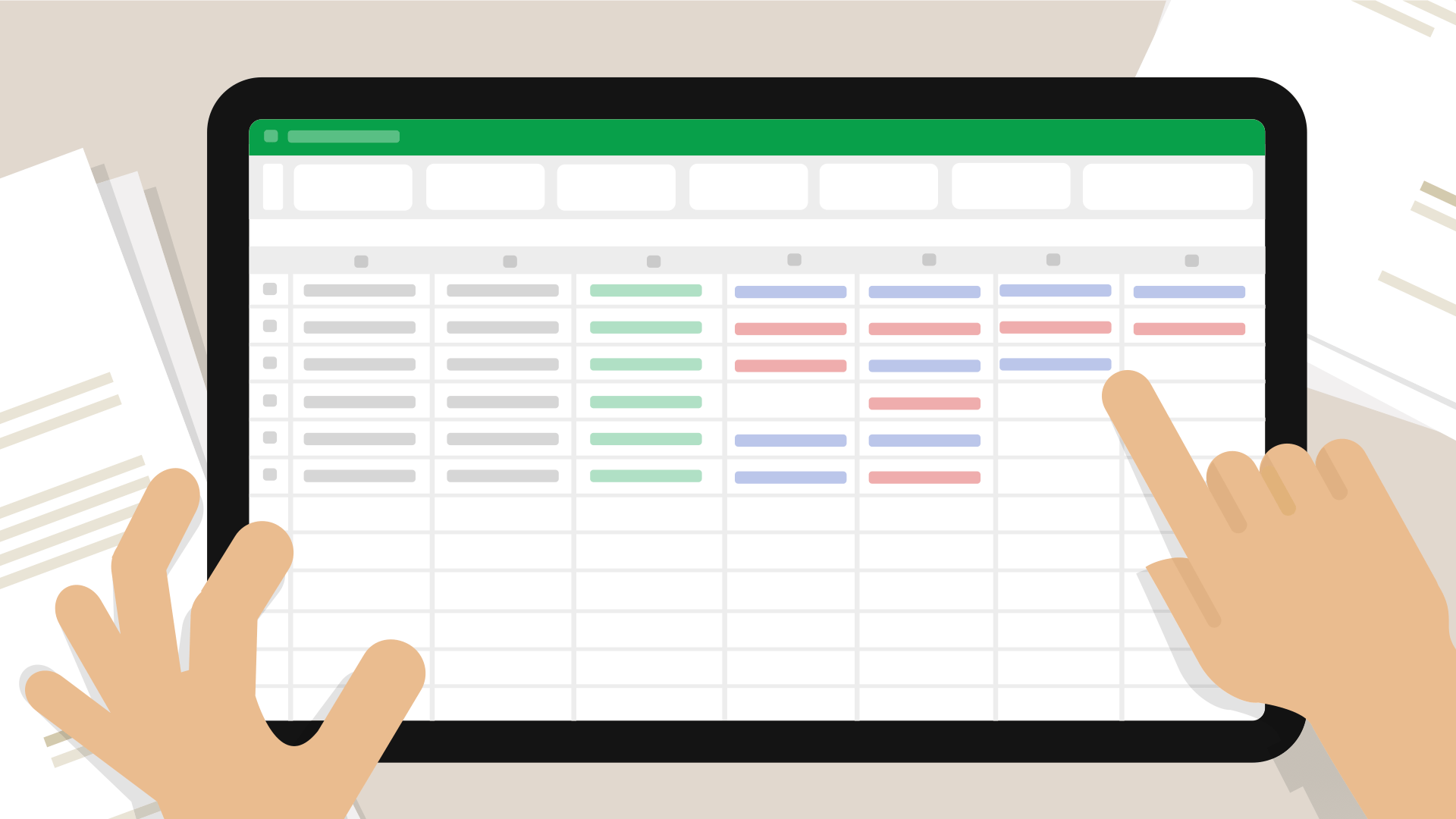Spreadsheet on a tablet