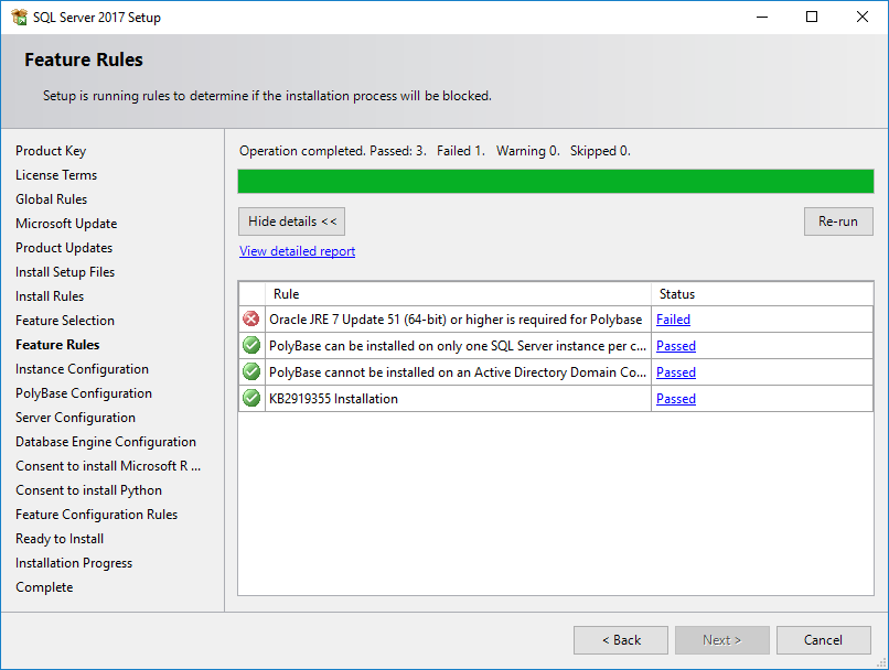 feature rules window