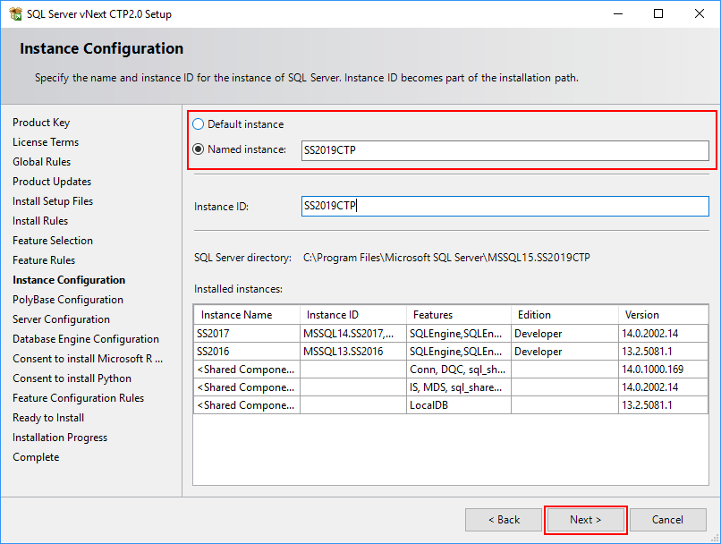 SQL Server 2019 Setup - Instance Configuration