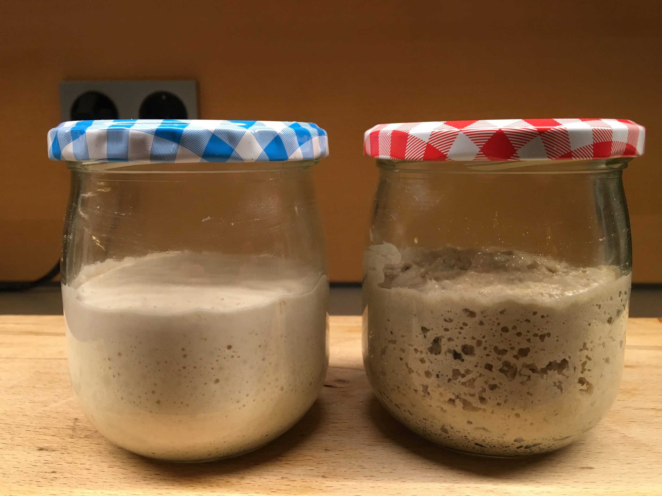 nach etwa 8 bis 10 Stunden einen Teil für Sauerteig verwenden