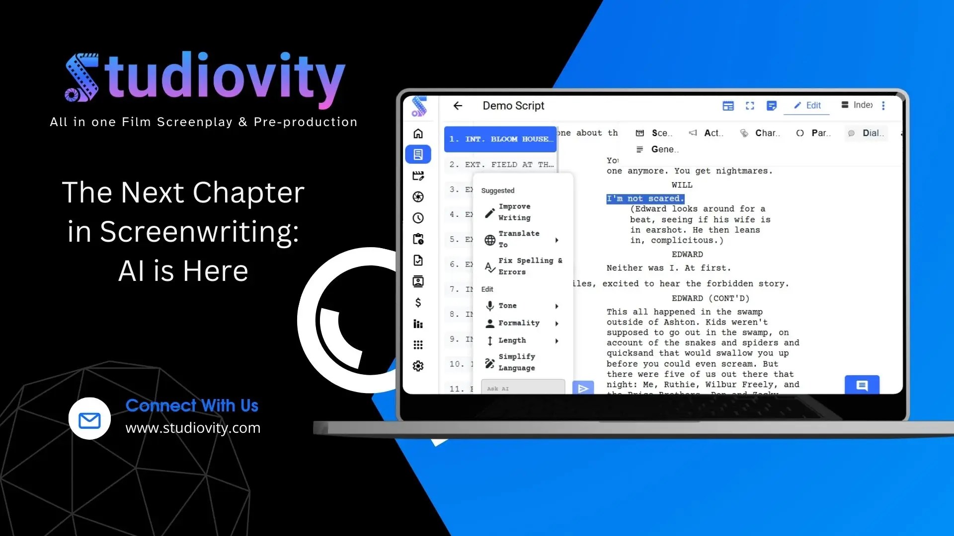 Ai-Screenwriting Feature by Studiovity