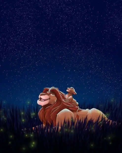 The Lion King: Mufasa and Simba looking at the stars