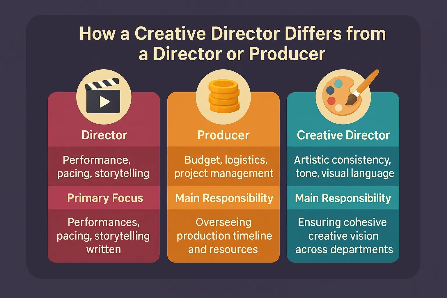 Creative director vs director vs producer - role of creative director in film