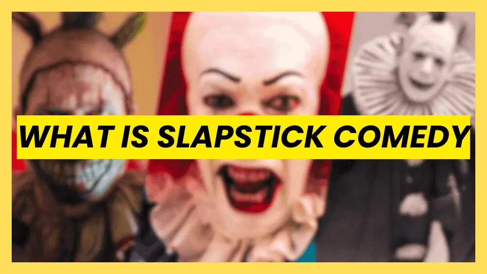 Blog banner featuring three clown archetypes with the text What is Slapstick Comedy - Movie Genres Explained.