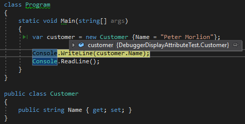 Debugging before use of the debugger display attribute.