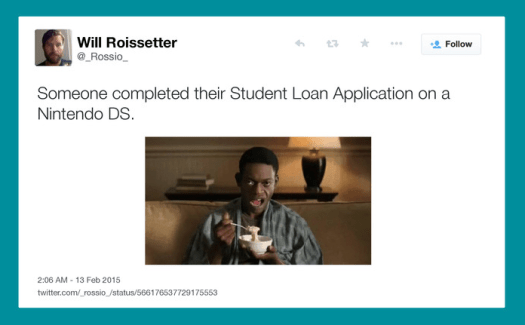 A student completed their Student Loan Application on a Nintendo DS