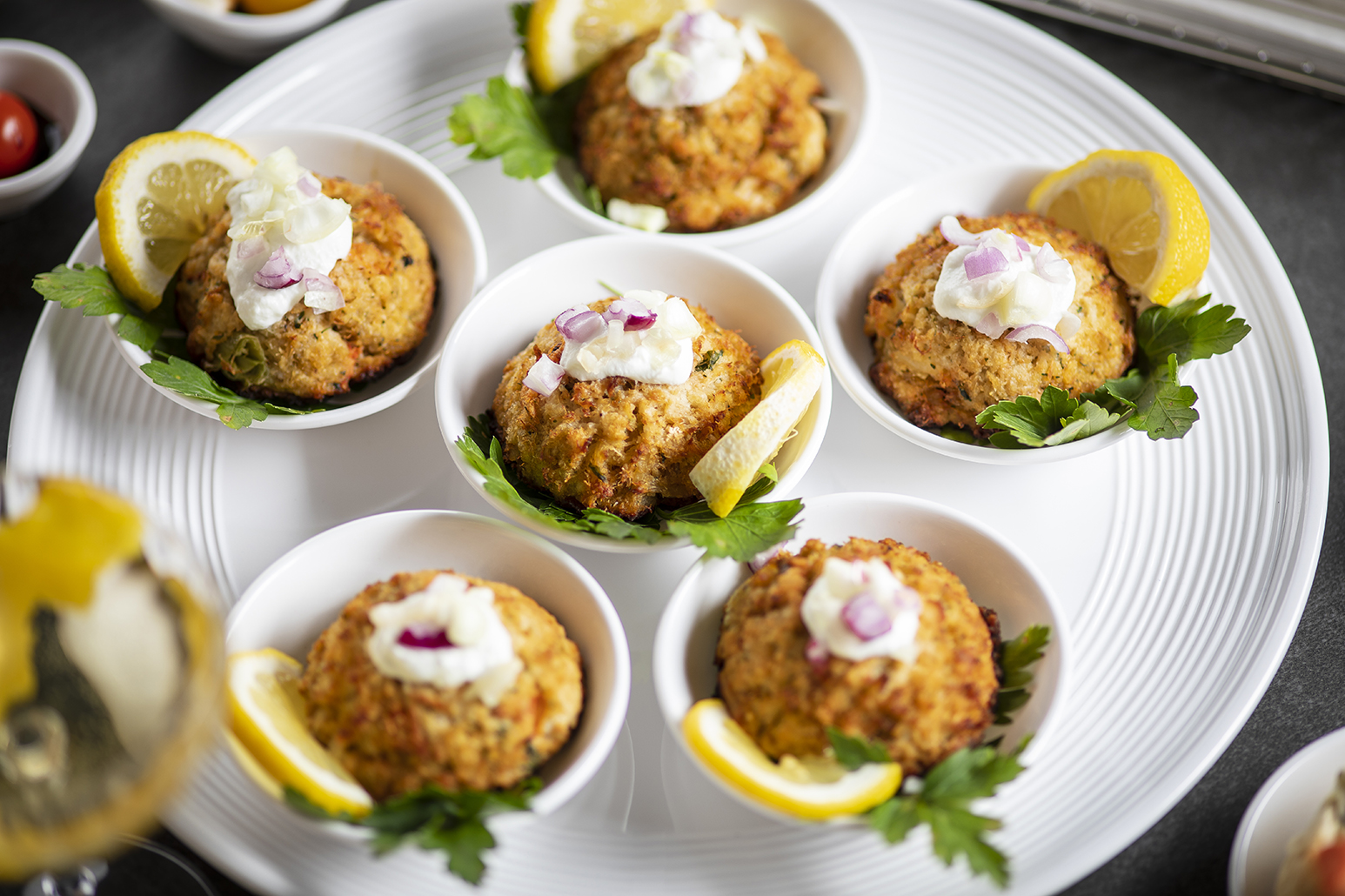 mini meatloaf meatball dish with lemon