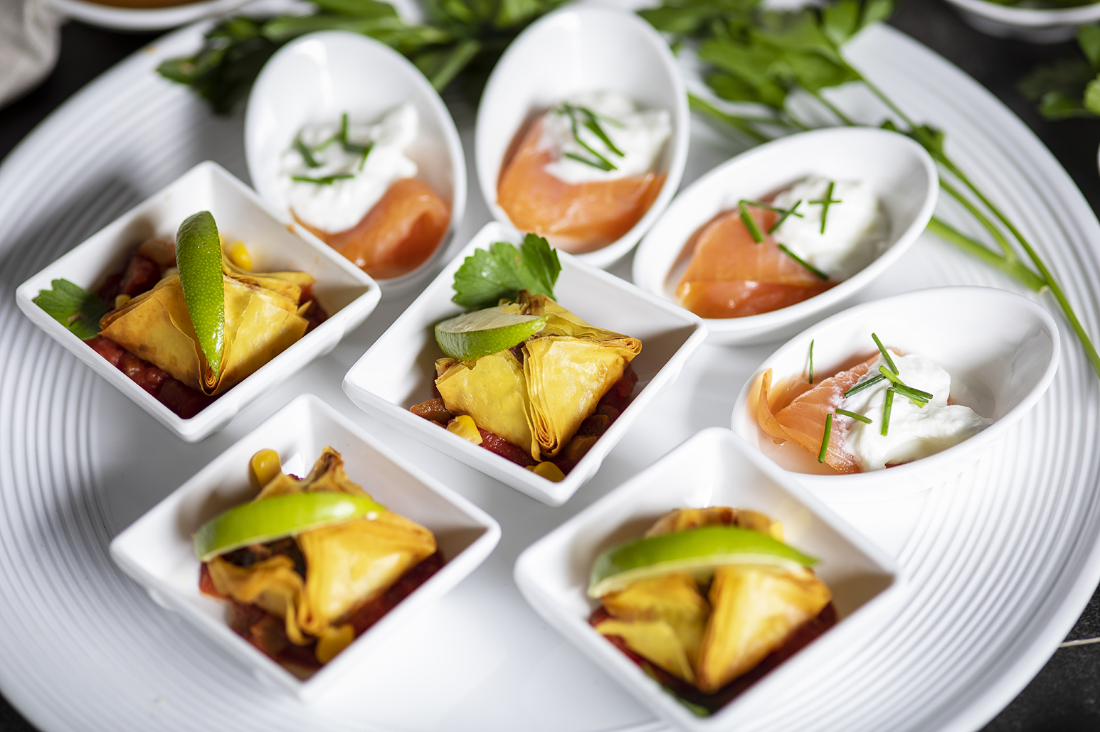 smoked salmon lox tasters indian pastry