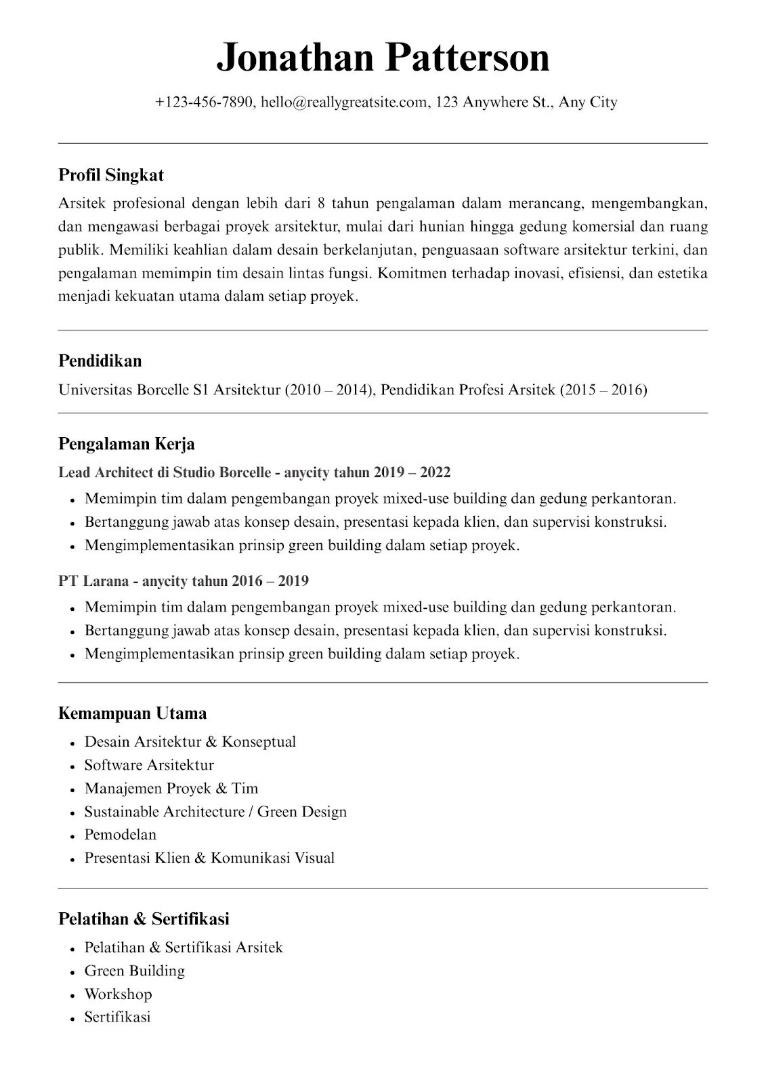 contoh cv lamaran kerja sederhana