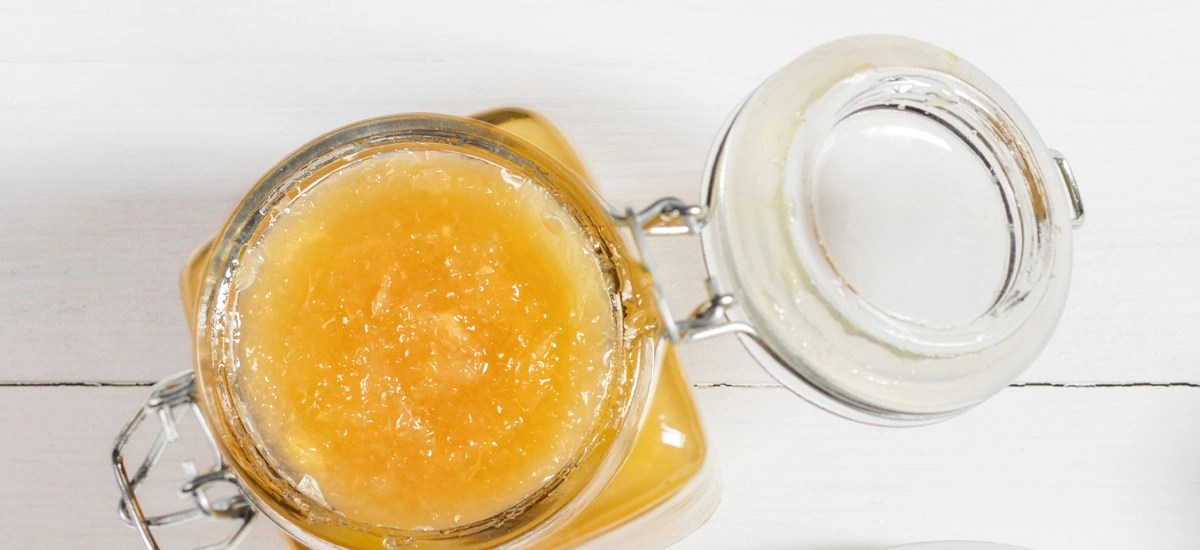Turmeric jam in a glass jar