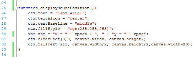 image showing canvas code for display mouse position function