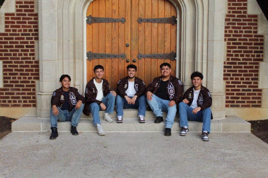 Lambda Theta Phi members (from left to right) Joseph Morales, Alex De La Cruz, Anthony Bracero, Mateo Jimenez and Christopher Bracero. Photo courtesy of Anthony Bracero.