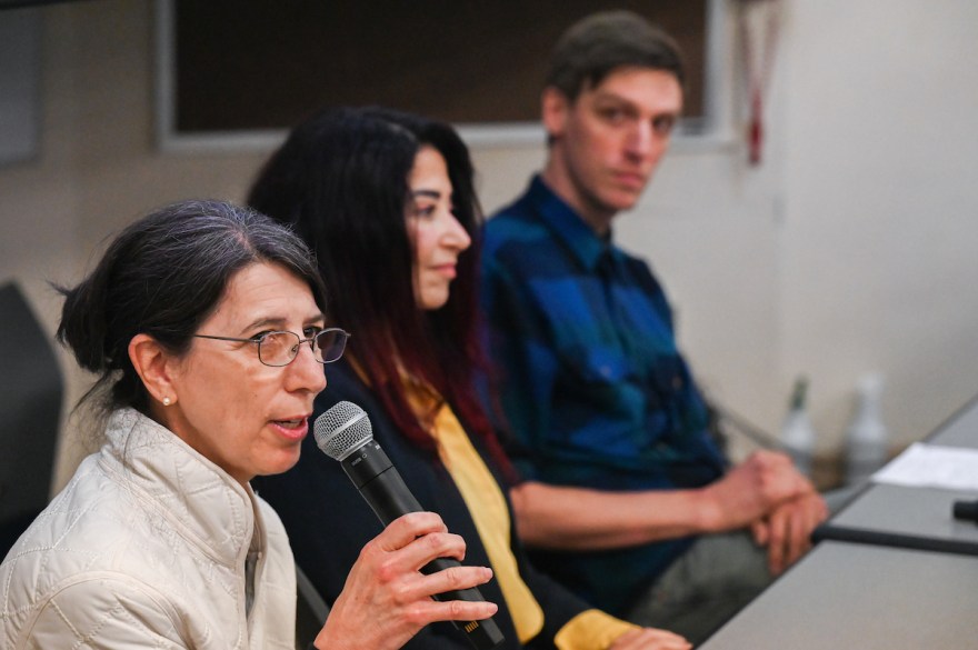 AI for Real panelists Laurel Rhyne, left, Nagwan Zahry and Shane Ward.