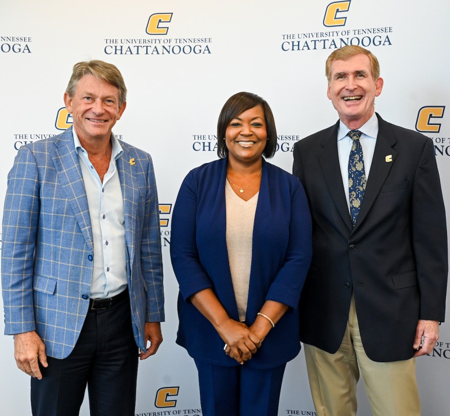 UT System President Randy Boyd, Director of University Events Tonya Love and Chancellor Steve Angle.