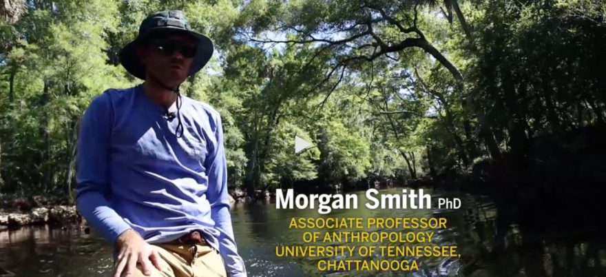 Morgan Smith on the Aucilla River in Jefferson County, Florida, in "Finding the First Floridians." Photo courtesy of WFSU-TV.