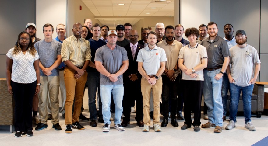 Group photo from a collaboration between UTC, TVA and OTI that brought industry professionals to the College of Engineering and Computer Science for a weeklong ETAP course.