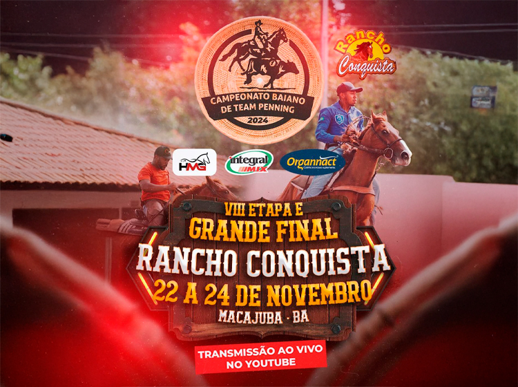 Banner da 8 etapa do Campeonato Baiano de Team Penning