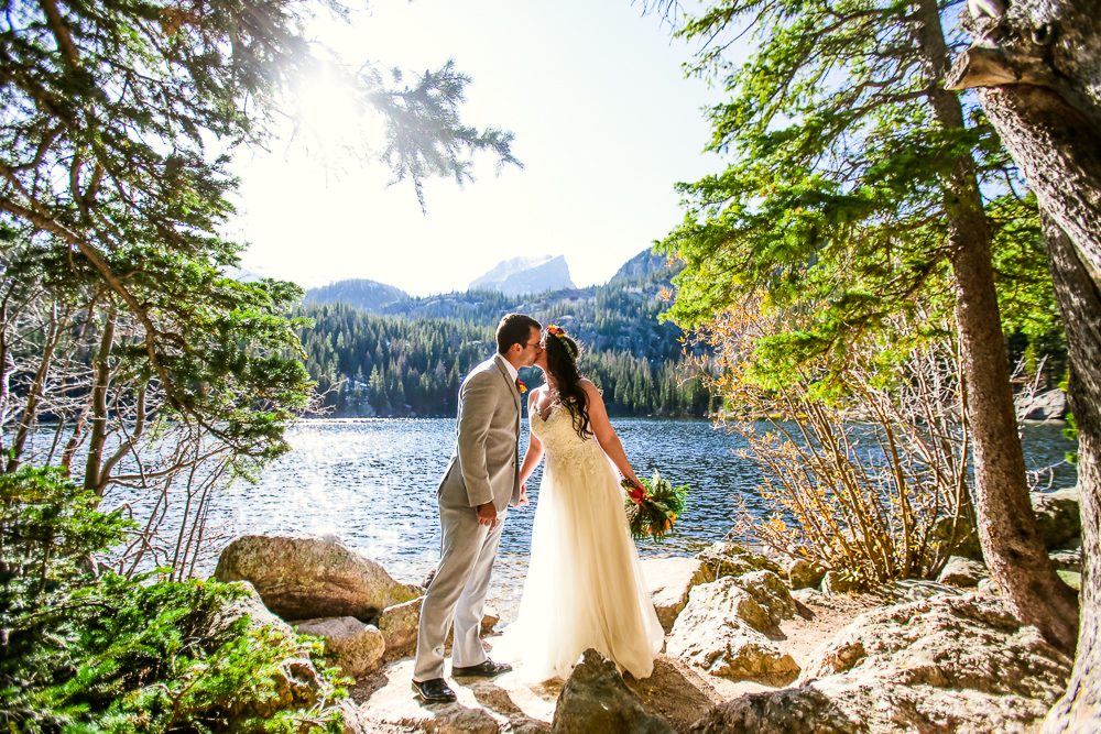 Getting married in Bear Lake? This adorable couple had their Bear Lake Wedding at Rocky Mountain National Park. So cute!