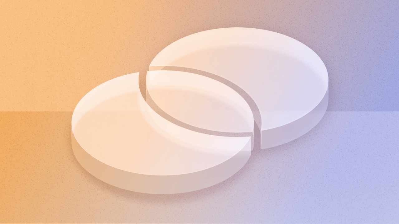 Two overlapping circles set against a blue and orange backdrop, showcasing a dynamic color combination.