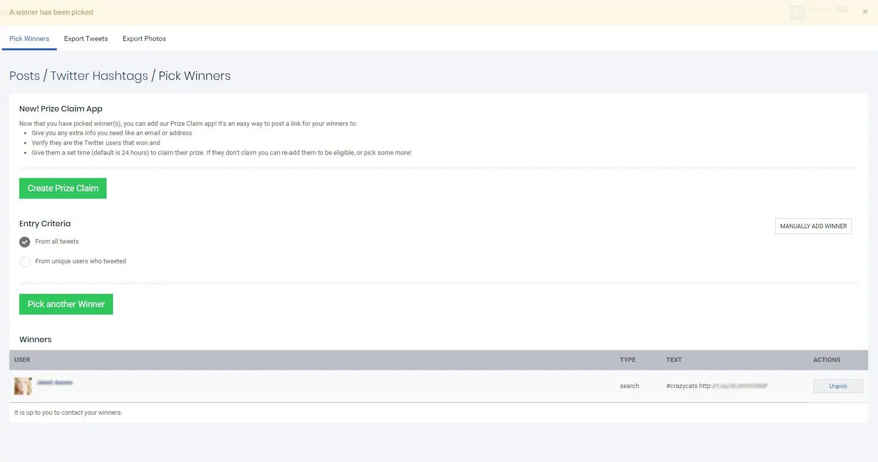 On your post ask your followers to mention two or three friends and include a hashtag in . Pick A Winner Via Hashtag Entry For Twitter Instagram Woobox Blog