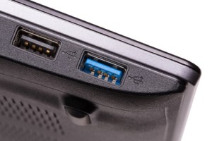 USB 3.0 Port am Notebook A Blue USB 3.0 port on a computer close-up