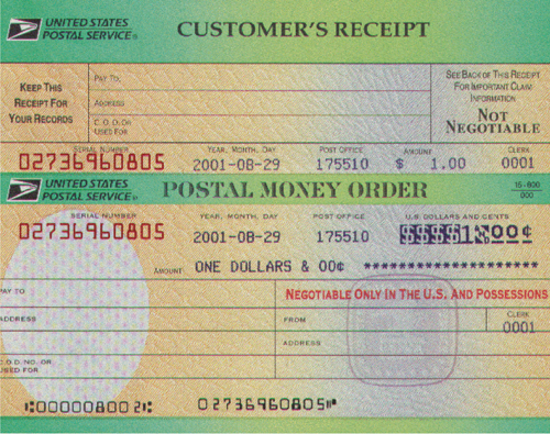 blank money order paper