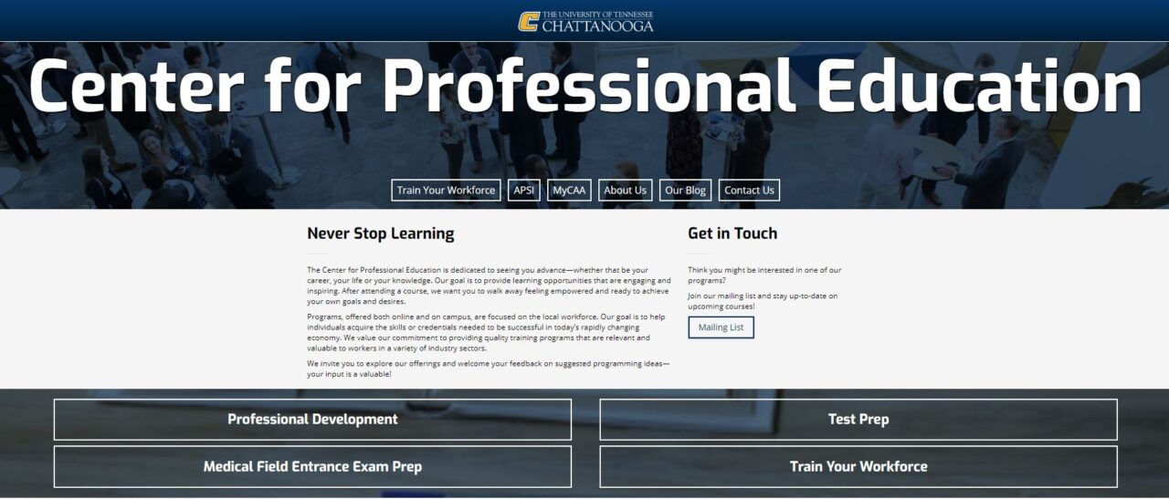 screenshot of CPE's web homepage