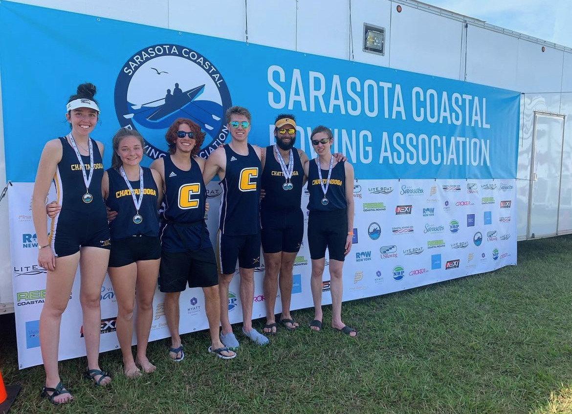 Chynna Cohen, far left, a 2022 UTC alum, won first place at the Sarasota Coastal Regatta as a member of the UTC rowing club (photo courtesy of Chynna Cohen).